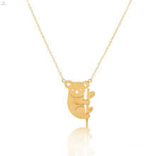 Gold Stainless Steel Little Panda Teddy Bear Cute Koala Animal Charm Necklace